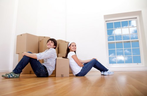 Commercial move boxes and office items arranged for delivery in Sutton
