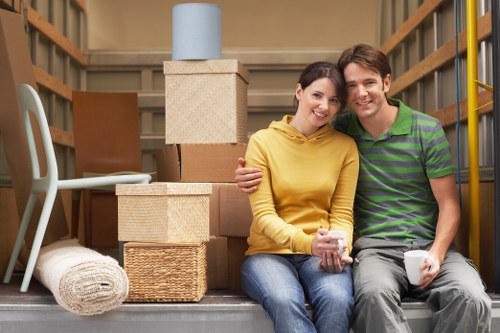 Packed moving boxes and furniture for a Sutton removals service
