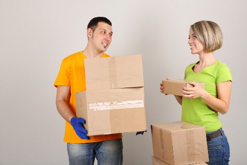 Boxes and furniture loaded for local removal truck hire
