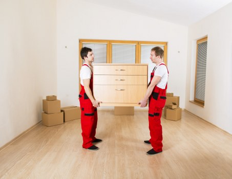 Packed household items loaded into a removals van in Sutton